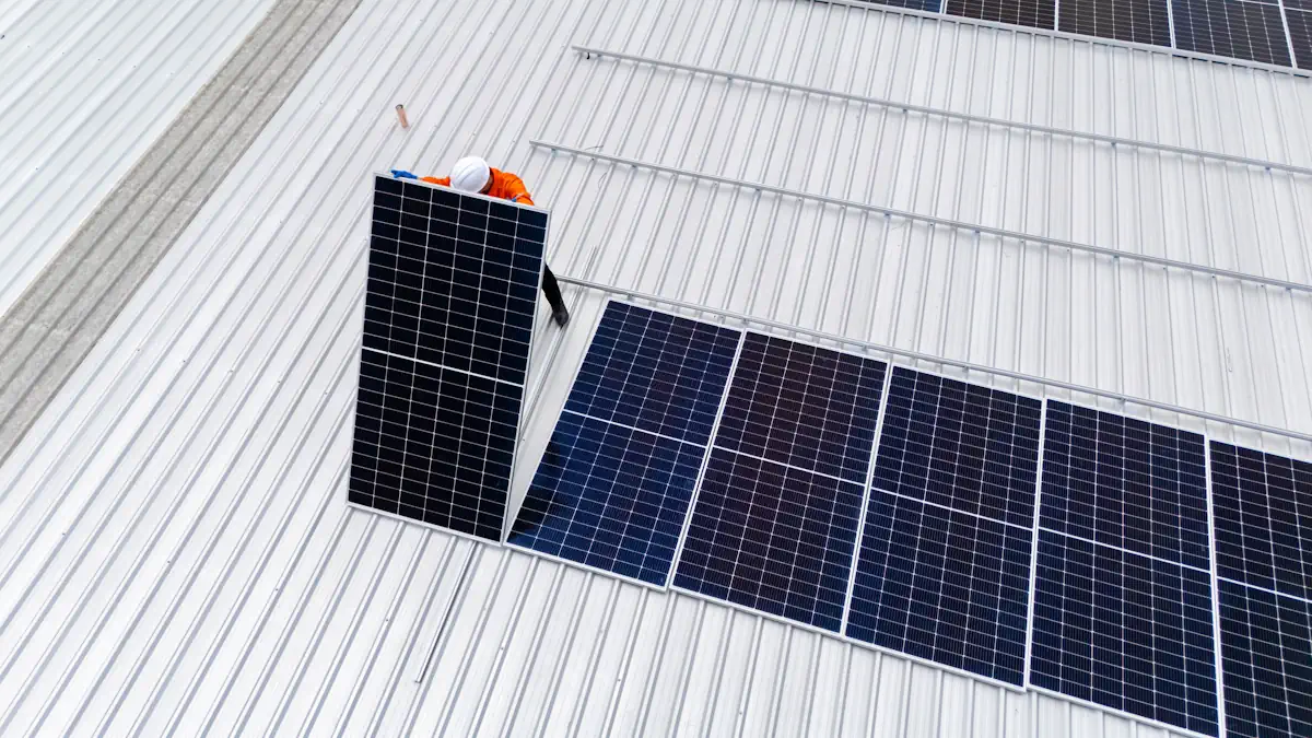 Panneau solaire EDF ENR haut de gamme avec onduleur SolarEdge sur installation résidentielle